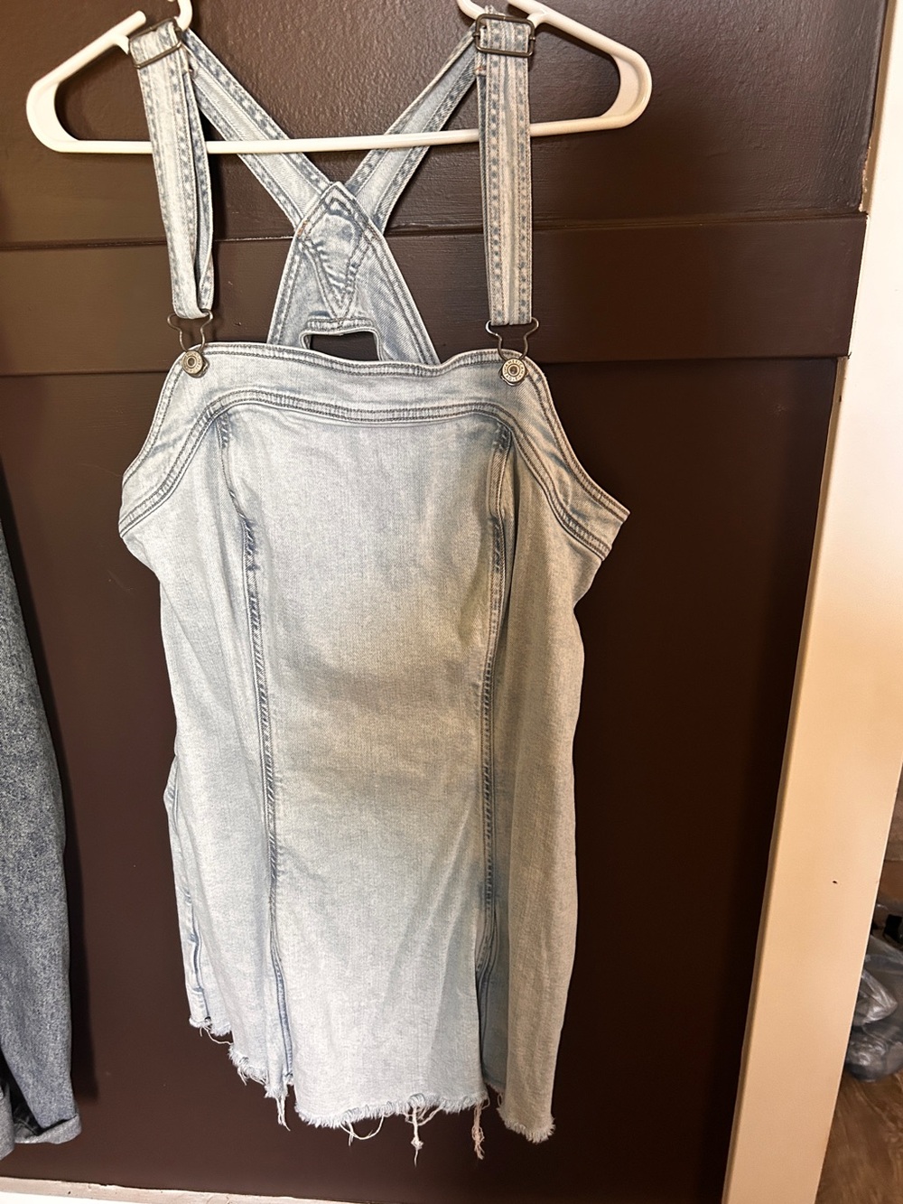 American Eagle Outfitters Light Wash Denim Overall Dress